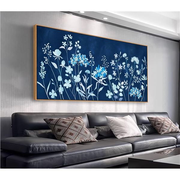 NEW LUEAXRG ABSTRACT BLUE FLOWERS 60 X 120CM