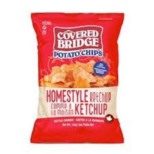 NEW 12 X 170G COVERED BRIDGE POTATO CHIPS KETCHUP