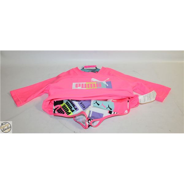 NEW PUMA KIDS 2PC RASHGUARD & SHORT BIKINI BOTTOM