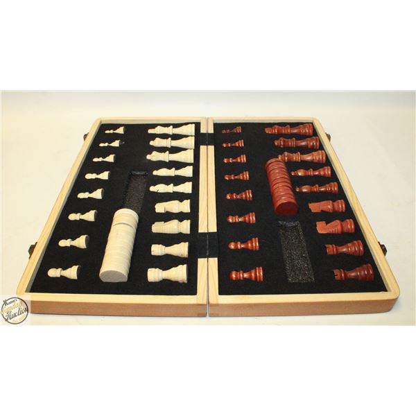 CHESS AND CHECKERS SET WITH BOARD