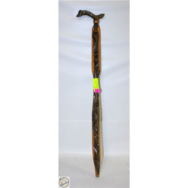CARVED WOOD WALKING STICK - TWO PIECE 32 INCH
