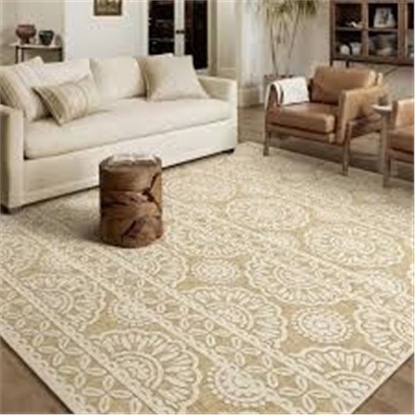 BRAND NEW FARMHOUSE RUG BROWN CREAM 8 X 10FT