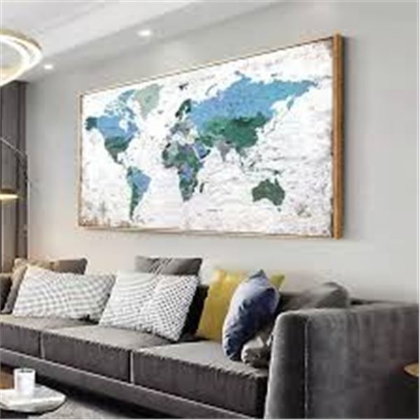 NEW FRAMED WALL ART WORLD MAP 20 X 40"