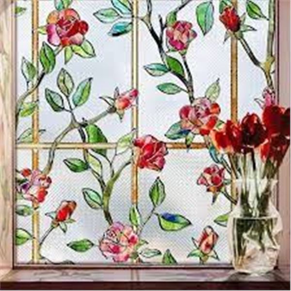 NEW WINDOW FILM COAVAS STAINED RED ROSE 75 X 200CM