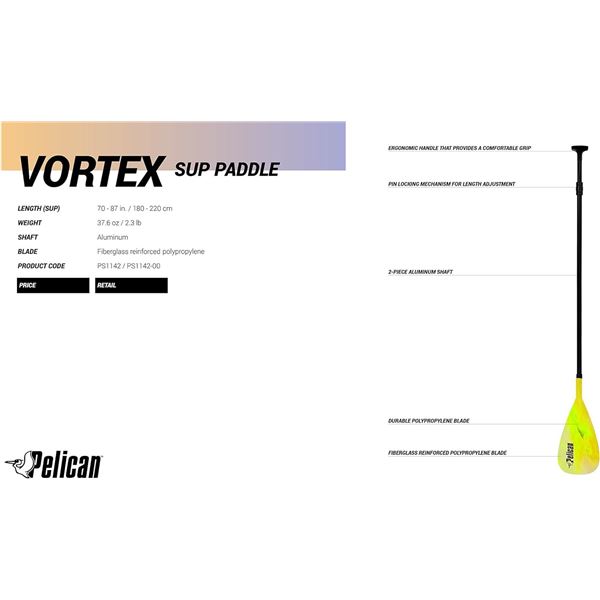NEW PELICAN 2 PIECE VORTEX SUP ADJUSTABLE PADDLE