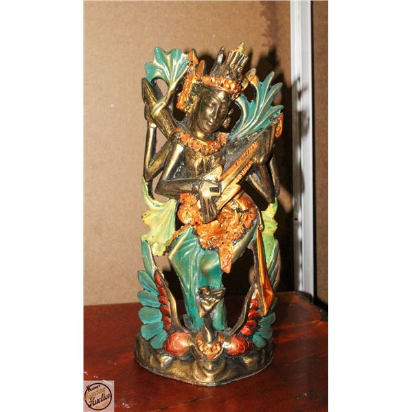 DECORATIVE WALL CARVING PLAYING MUSIC BALI WOMAN