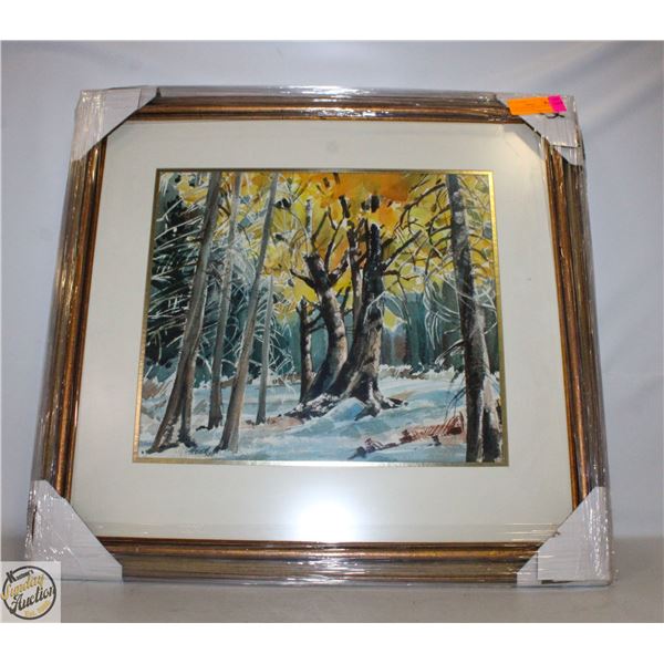 WATERCOLOR PAINTING FOREST NOT SIGNED 24"X24"
