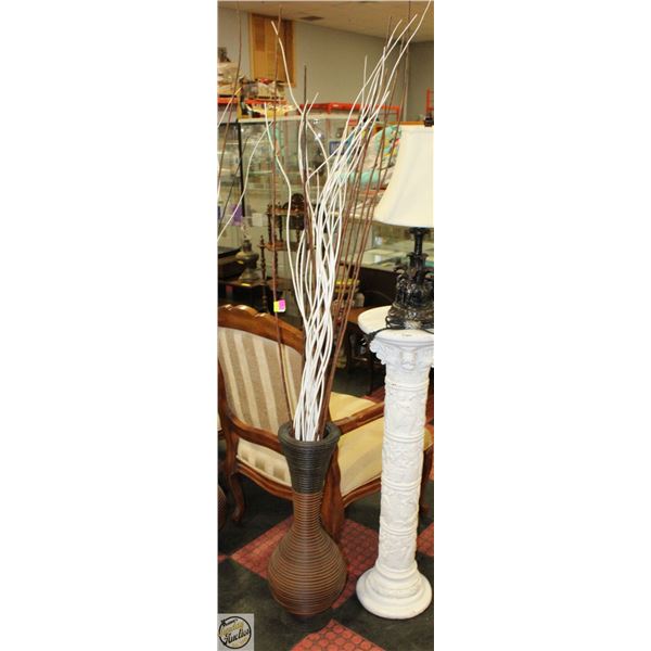 30" WICKER STYLE VASE WITH STICK ACCENTS