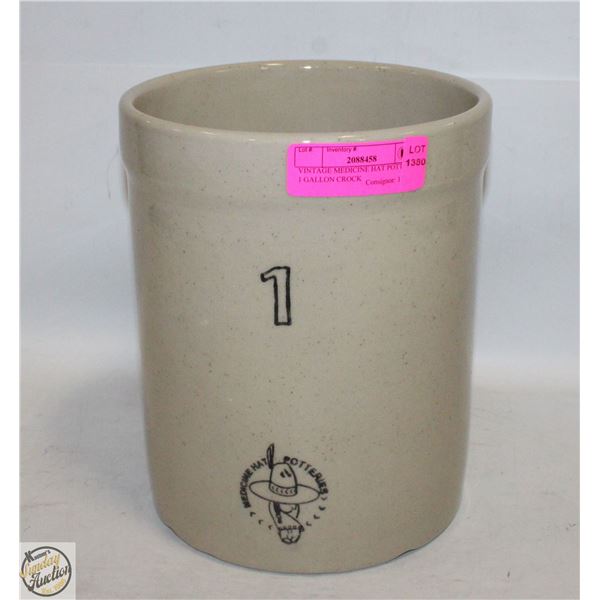 VINTAGE MEDICINE HAT POTTERIES 1 GALLON CROCK