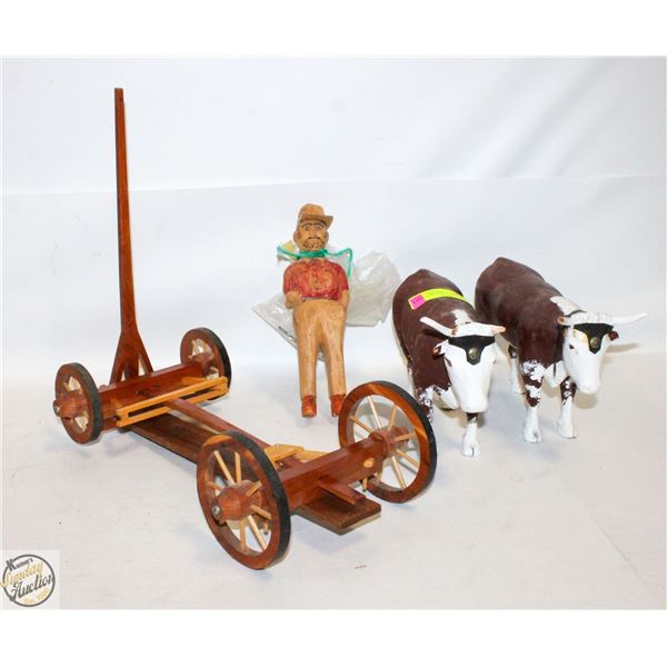 ANTIQUE WOOD CARVED COWBOY &