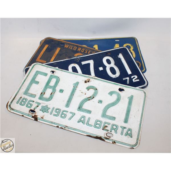 4 VINTAGE VEHICLE LICENSE PLATES 1967, 1972,