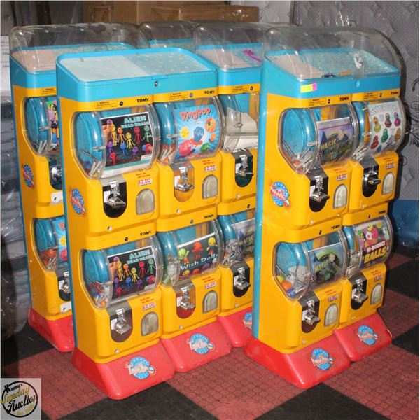 LOT OF 5 GACHA MACHINES BROKEN OR MISSING PIECES