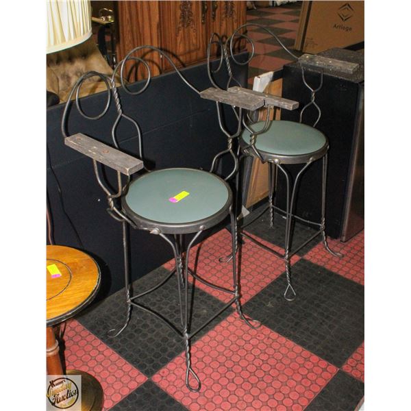 2 TALL RUSTIC ICE CREAM PARLOUR CHAIRS-REFINISHED