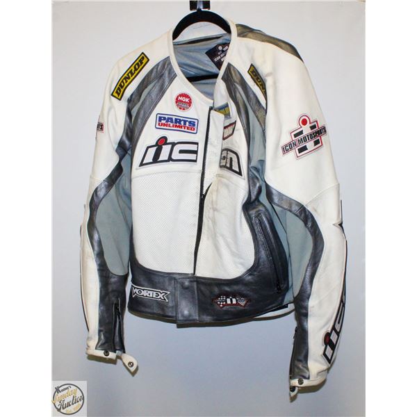 LEATHER ICON MOTORCYCLE JACKET SIZE LARGE