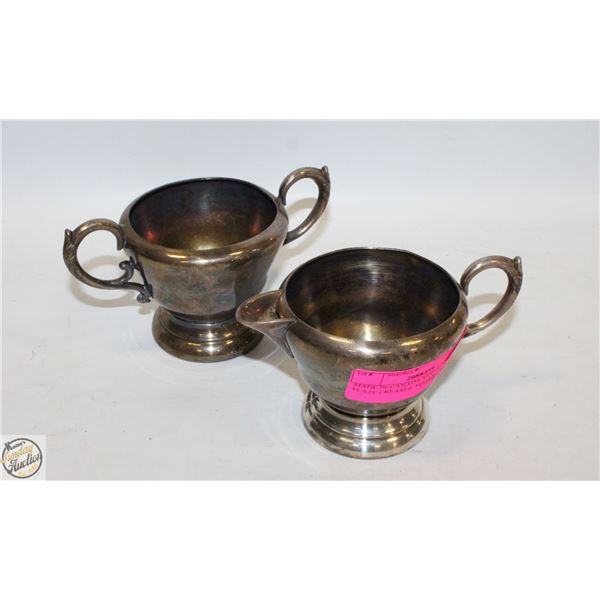 MADE IN CANADA VINTAGE SILVER PLATE CREAM & SUGAR