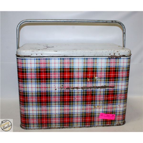 VINTAGE PLAID METAL COOLER