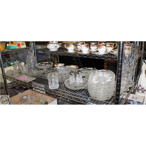 LARGE LOT OF ASSORTED CUT GLASS SERVING WARE