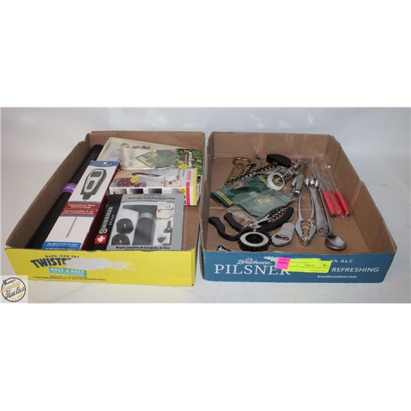 2 FLATS OF BOTTLE OPENERS, ETC