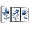 Image 1 : BRAND NEW LARGE FRAMED BLUE FLOWERS 3PK 16 X 24"