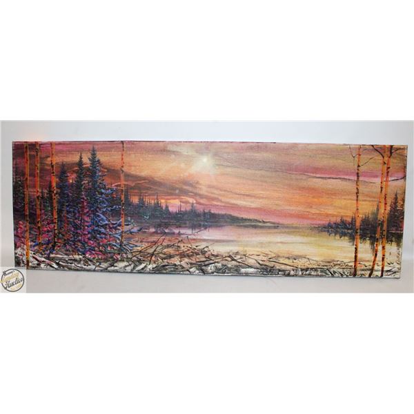 PAINTED CANVAS SUNSET 36"X12"