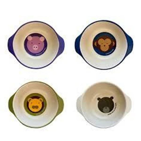 BRAND NEW SET OF 4 RED ROVER BAMBOO SNACK BOWLS AN