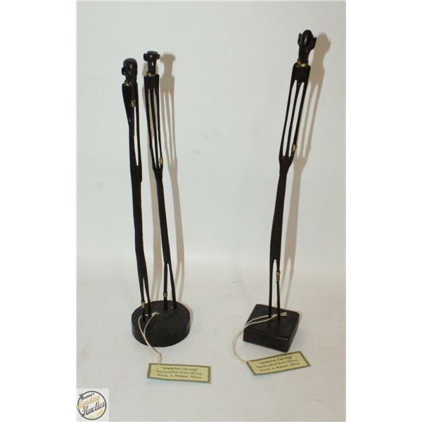LOT OF 2 SKELETON CARVING HANDCRAFTED EBONY WOOD