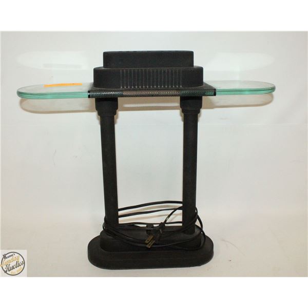 BLACK & GLASS DESK LAMP 15" TALL