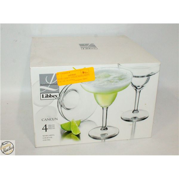 BOX OF LIBBEY 4 PIECE MARGARITA COCKTAIL GLASSES