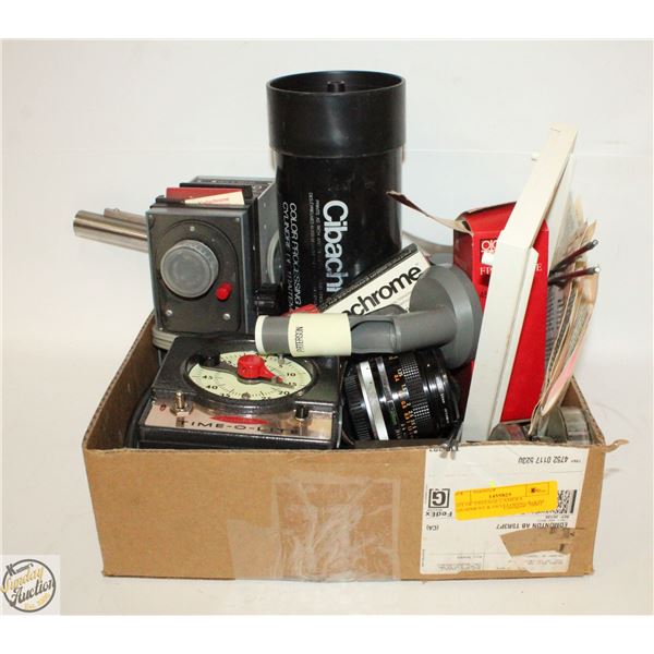 LOT OF VINTAGE CAMERA EQUIPMENT & DEVELOPING ROOM