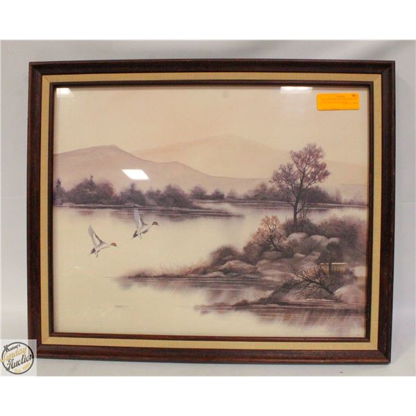 FRANK MASSA WATERCOLOR ON PAPER DUCKS IN FLIGHT