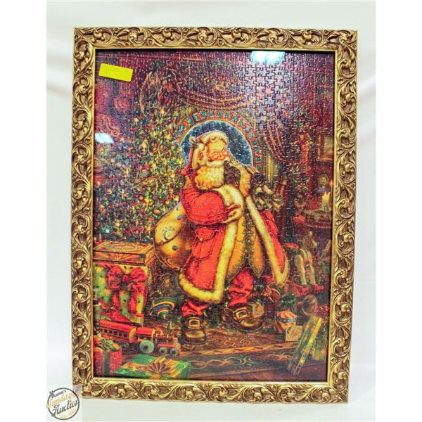 CHRISTMAS SANTA PUZZLE FRAMED 30"X22"
