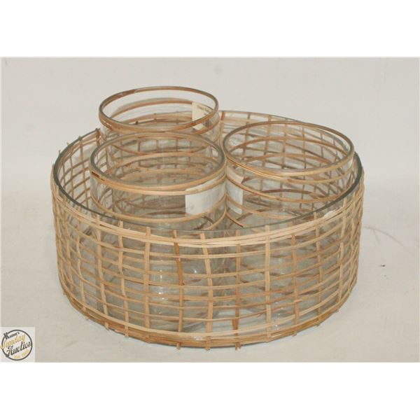 BLOOMING VILLE GLASS RATTAN WRAPPED DECORATIVE-