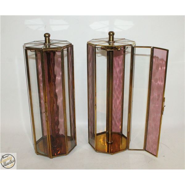 PAIR OF ESTATE BRASS+GLASS SPINNING