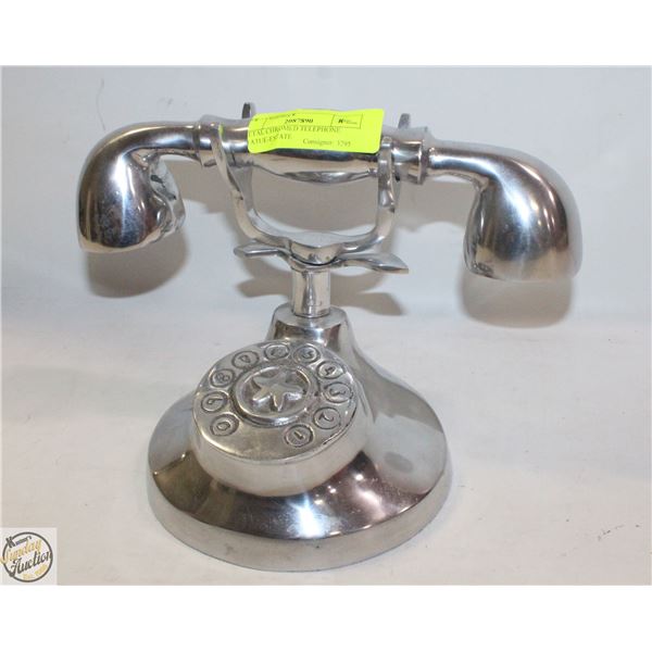 METAL CHROMED TELEPHONE STATUE-ESTATE