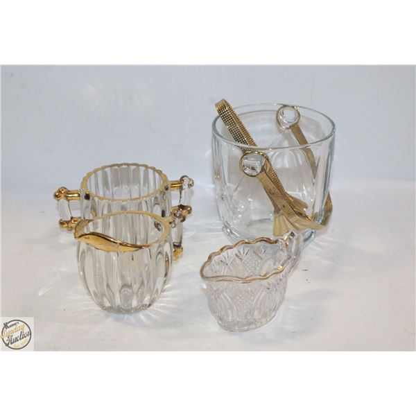5PC SERVINGWARE WITH GOLD TONE RIM