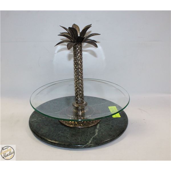 SOLID GREEN STONE BASE + PALM TREE