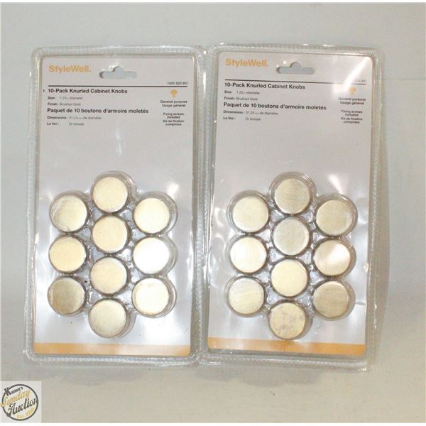 SEALED 2 KNURLED CABINET KNOBS