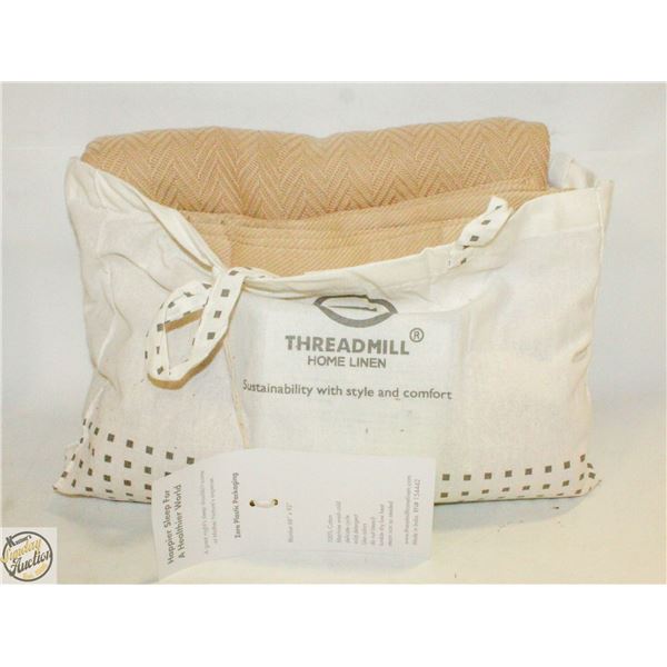 THREADMILL 100% COTTON SAND COLOUR TWIN BLANKET