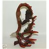 Image 1 : VINTAGE BALD EAGLE/ELK HORN FIGURINE RESIN 9" TALL