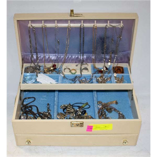 VINTAGE LARGE JEWELRY BOX FULL OF ESTATE