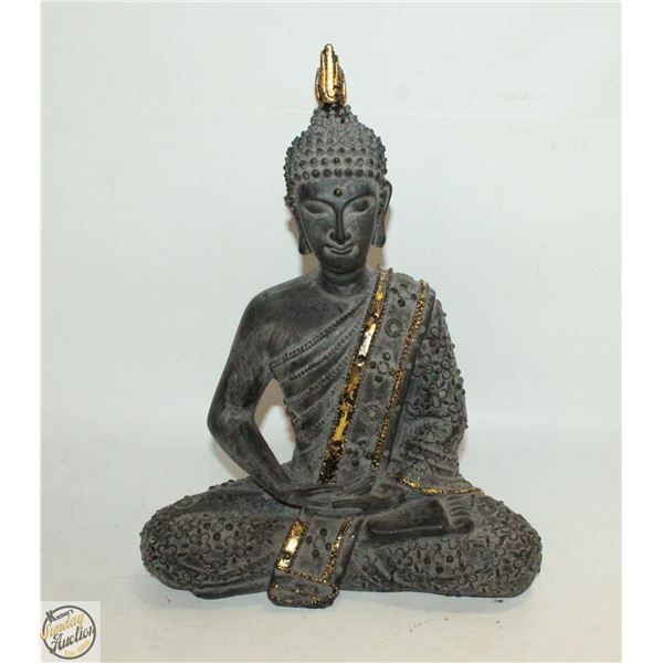 GREY PRAYING BUDDHA 9" TALL