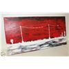 Image 1 : RED PAINTED SKY SCENE CANVAS 30"X15