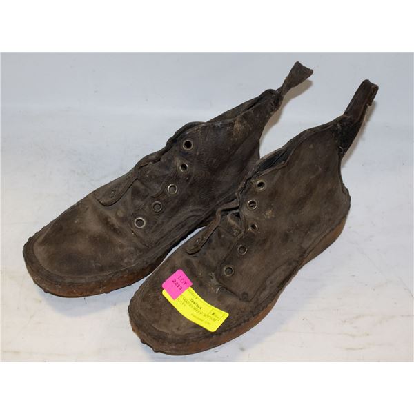 ANTIQUE MINERS METAL BOTTOM SHOES HEAVY