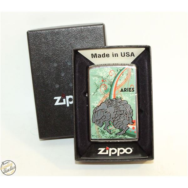 ARIES ZIPPO LIGHTER IN CASE