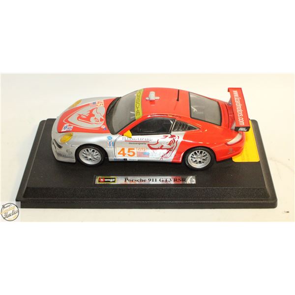 BURAGO PORCHE 911 GT3 RSR DIECAST ON STAND