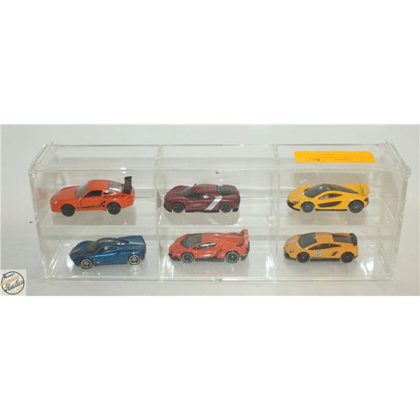 LOT OF 6 VARIOUS SPORTS CAR DIECAST IN CASE