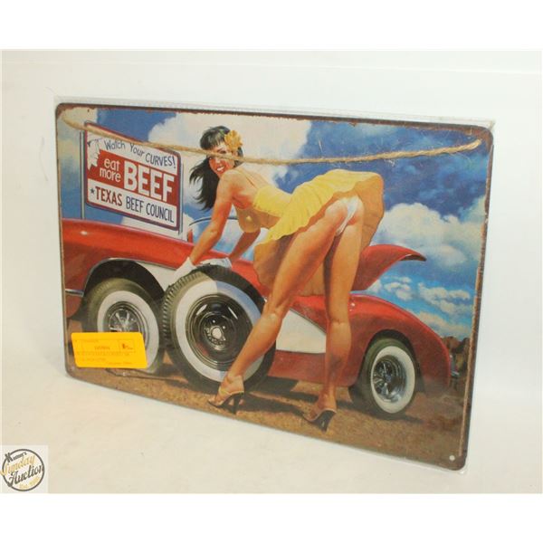 NEW WATCH YOUR CURVES CAR METAL SIGN 12"X8"