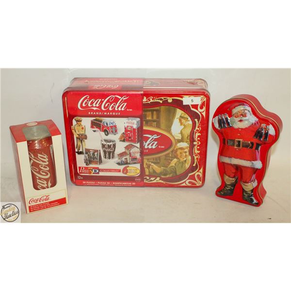 LOT OF VARIOUS COCA-COLA PUZZLES IN TINS