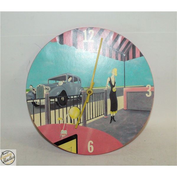 VINTAGE PINK BLUE CLICK CLOCK QUARTZ