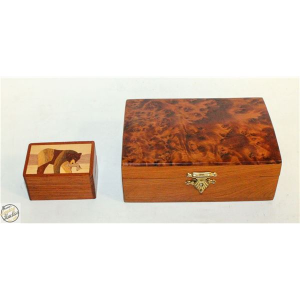 LOT OF 2 WOODEN SMALL DECOR BOXES